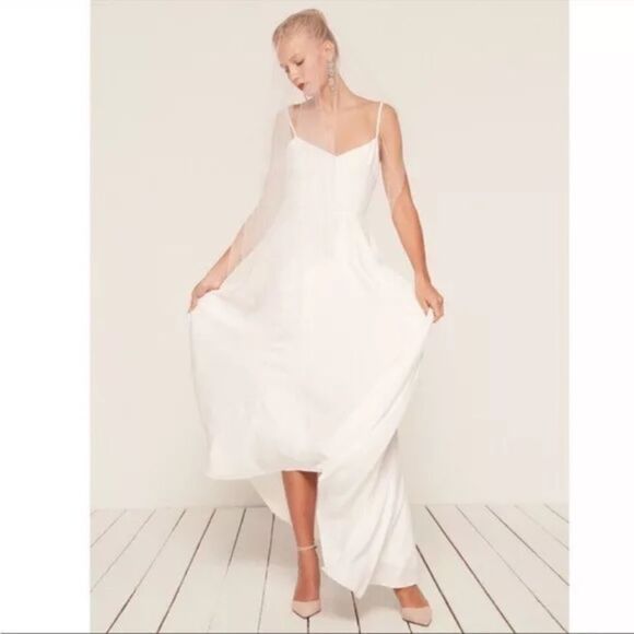 Reformation Sorrento Midi White Dress High Low Size 0 - Picture 4 of 11